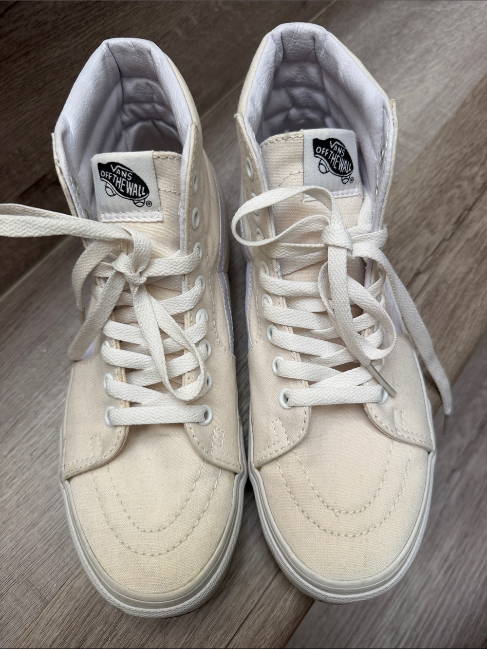 Vans High Top Canvas Sneakers in Off-White